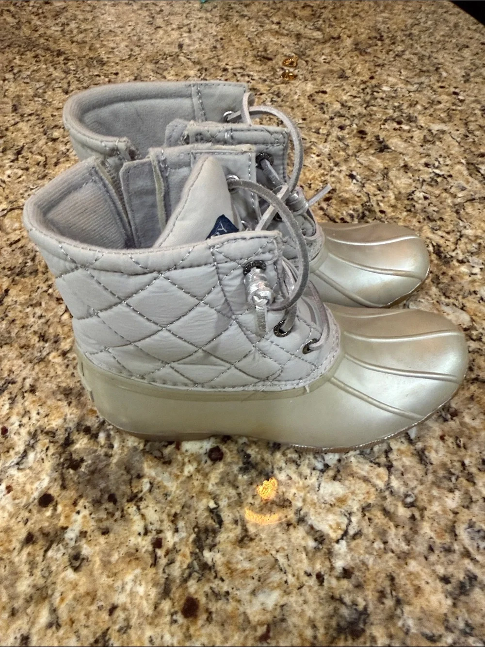 Sperry Silver Girls Waterproof Duck Boots